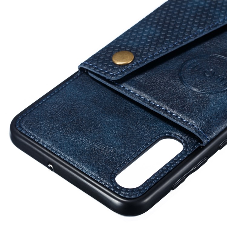 Leather Card Holder Magnetic Car Phone Holder Case for Samsung Galaxy A50 - Blue-4