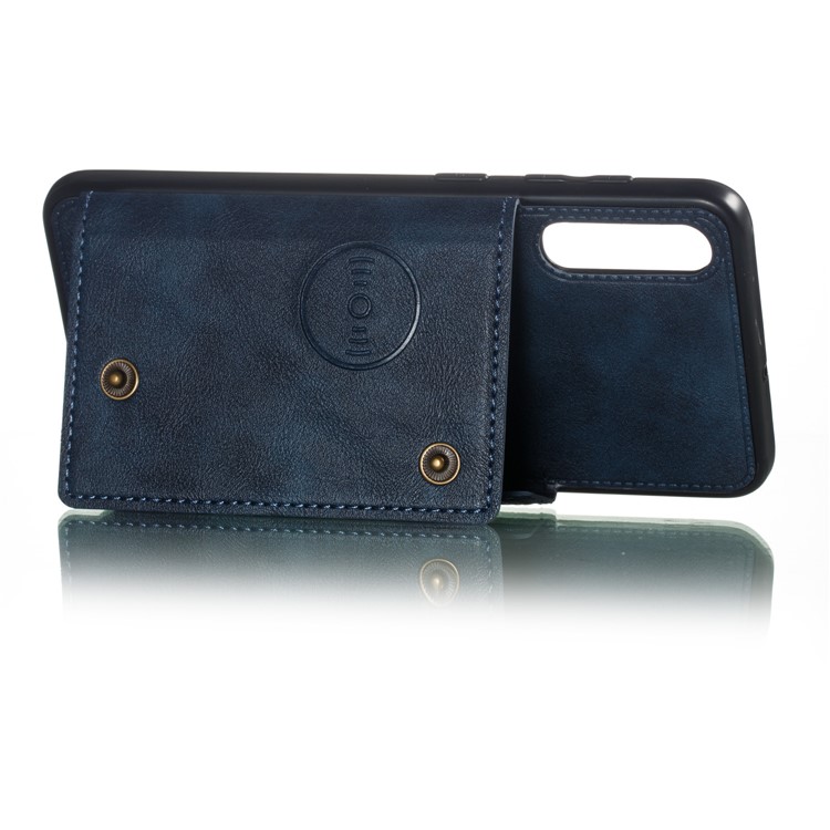 Leather Card Holder Magnetic Car Phone Holder Case for Samsung Galaxy A50 - Blue-5