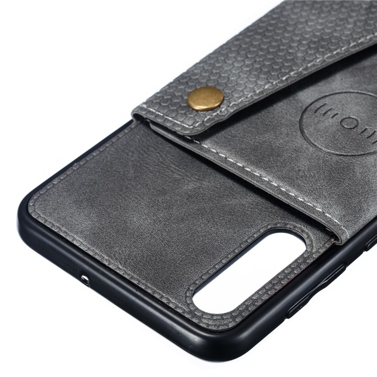 Leather Card Holder Magnetic Car Phone Holder Case for Samsung Galaxy A50 - Grey-4