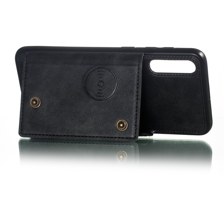 Leather Card Holder Magnetic Car Phone Holder Case for Samsung Galaxy A50 - Black-5