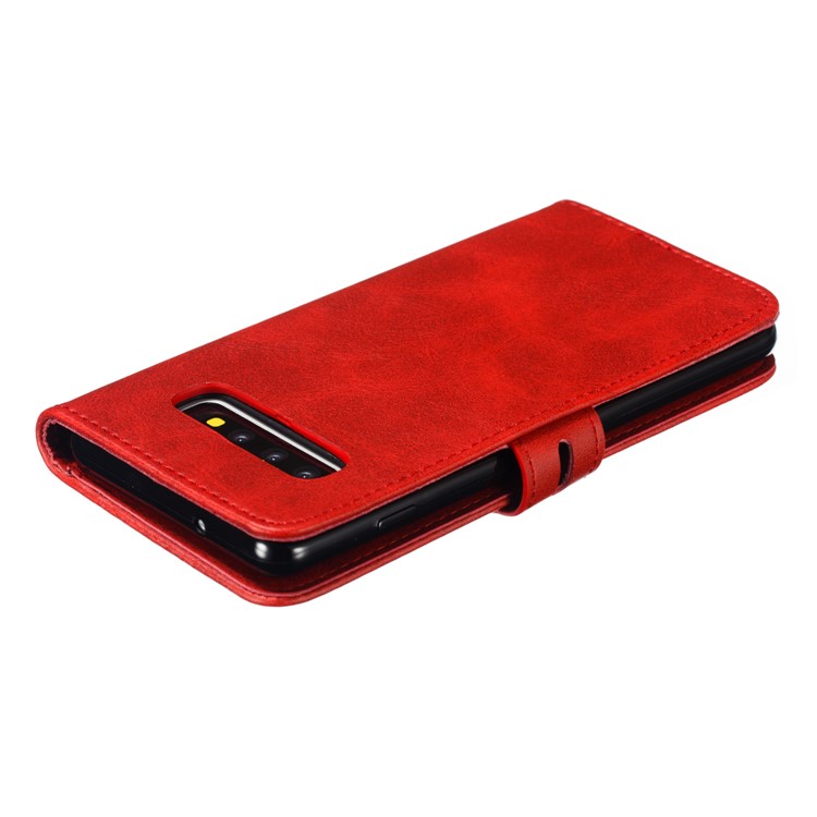 For Samsung Galaxy S10 Imprinted Cat Pattern Leather Wallet Phone Case Cover - Red-8