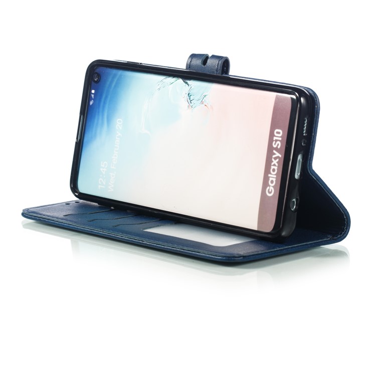 For Samsung Galaxy S10 Imprinted Cat Pattern Leather Wallet Phone Case Cover - Blue-6