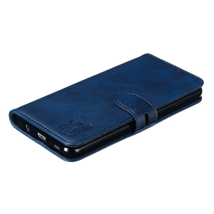 For Samsung Galaxy S10 Imprinted Cat Pattern Leather Wallet Phone Case Cover - Blue-7