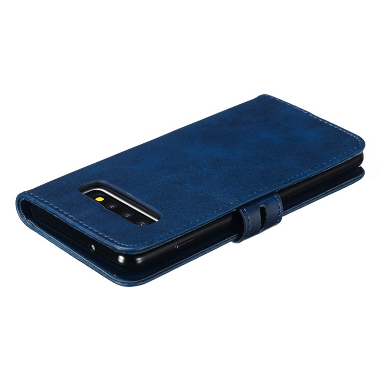 For Samsung Galaxy S10 Imprinted Cat Pattern Leather Wallet Phone Case Cover - Blue-8