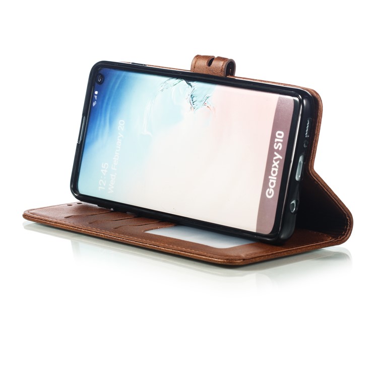 For Samsung Galaxy S10 Imprinted Cat Pattern Leather Wallet Phone Case Cover - Coffee-6