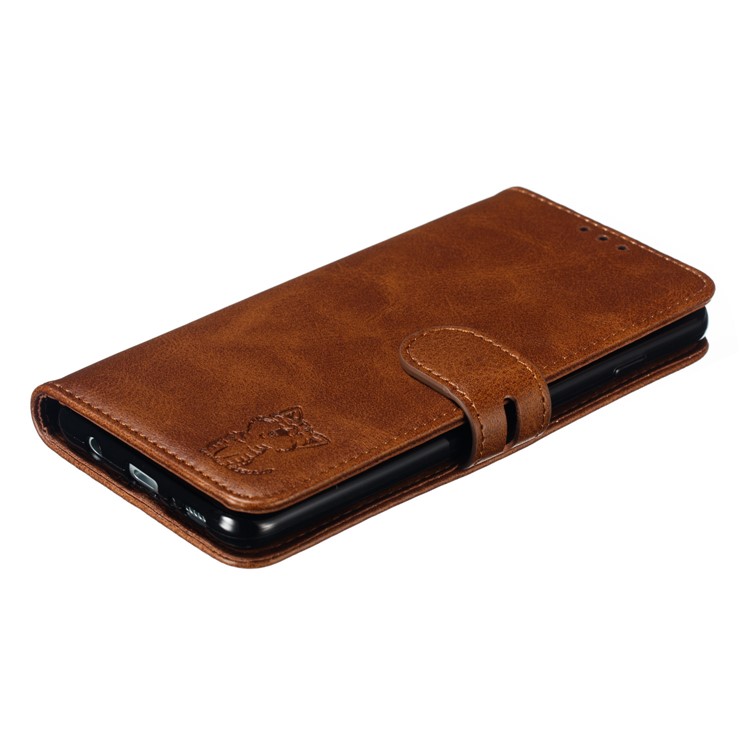 For Samsung Galaxy S10 Imprinted Cat Pattern Leather Wallet Phone Case Cover - Coffee-7