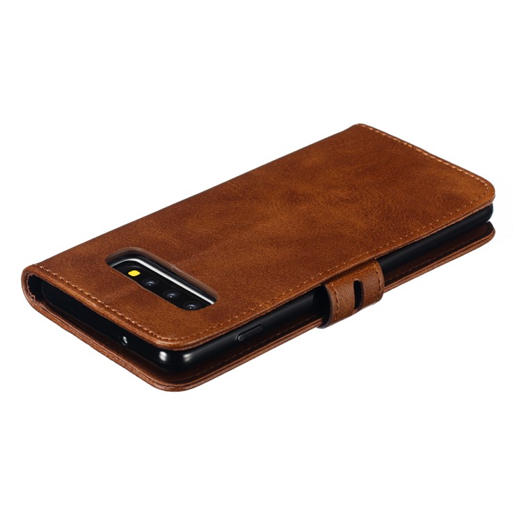 For Samsung Galaxy S10 Imprinted Cat Pattern Leather Wallet Phone Case Cover - Coffee-8