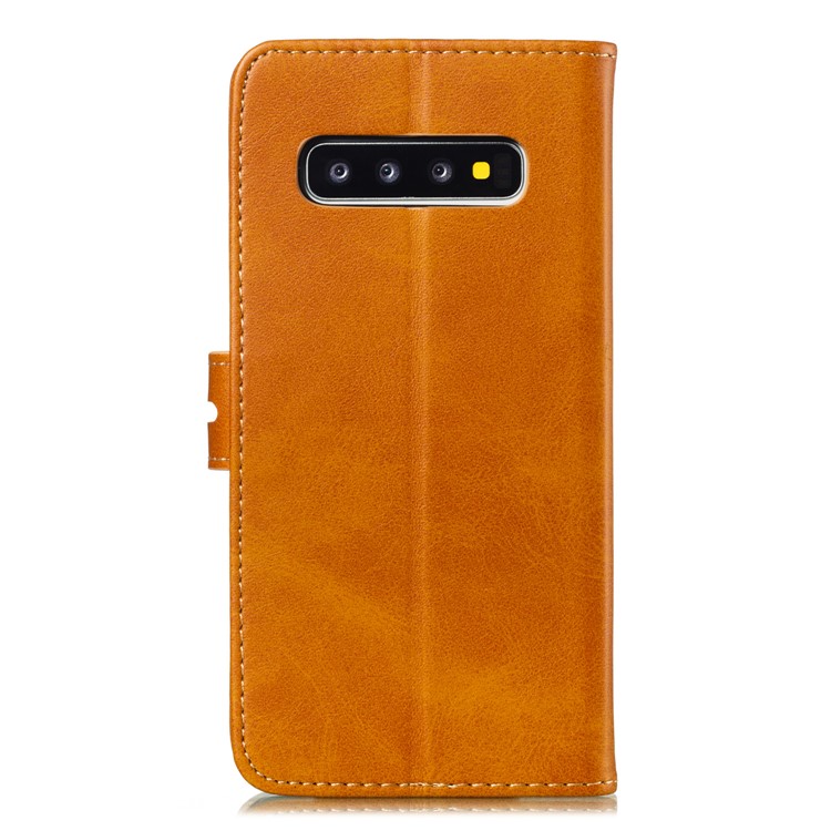 For Samsung Galaxy S10 Imprinted Cat Pattern Leather Wallet Phone Case Cover - Brown-3