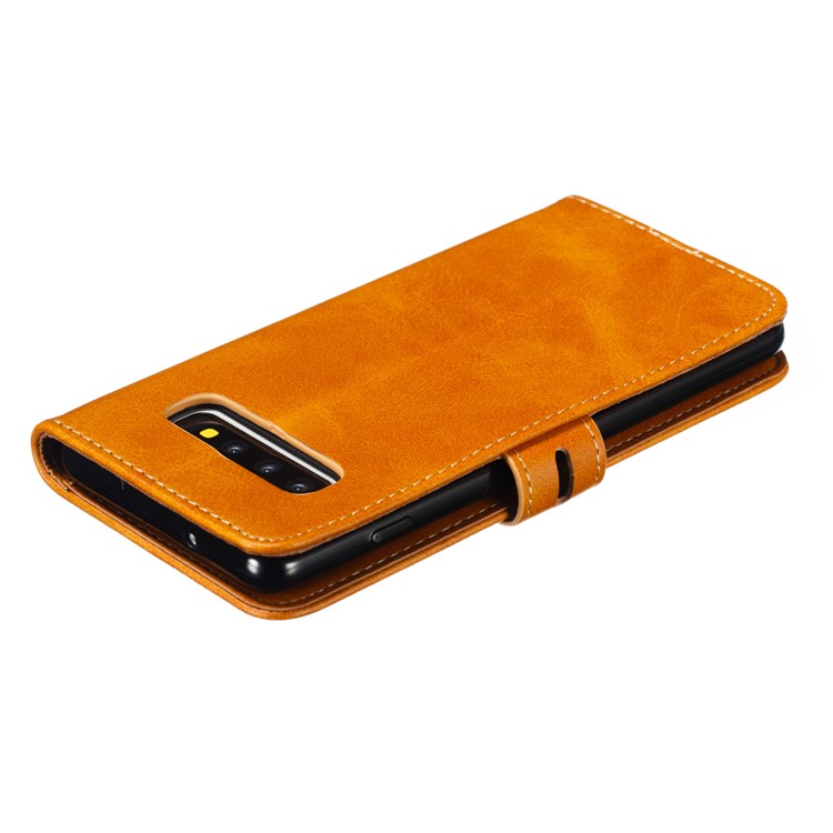 For Samsung Galaxy S10 Imprinted Cat Pattern Leather Wallet Phone Case Cover - Brown-8