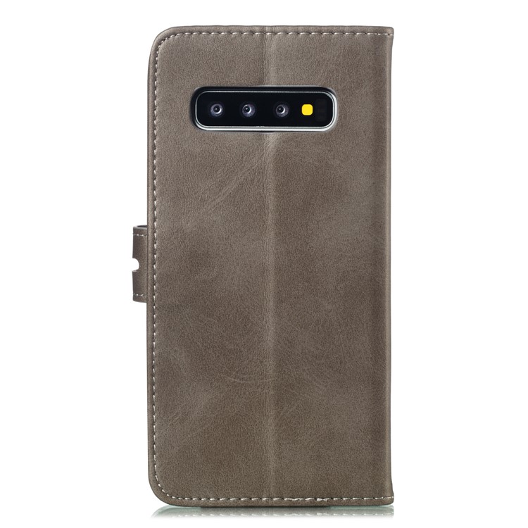 For Samsung Galaxy S10 Imprinted Cat Pattern Leather Wallet Phone Case Cover - Grey-3