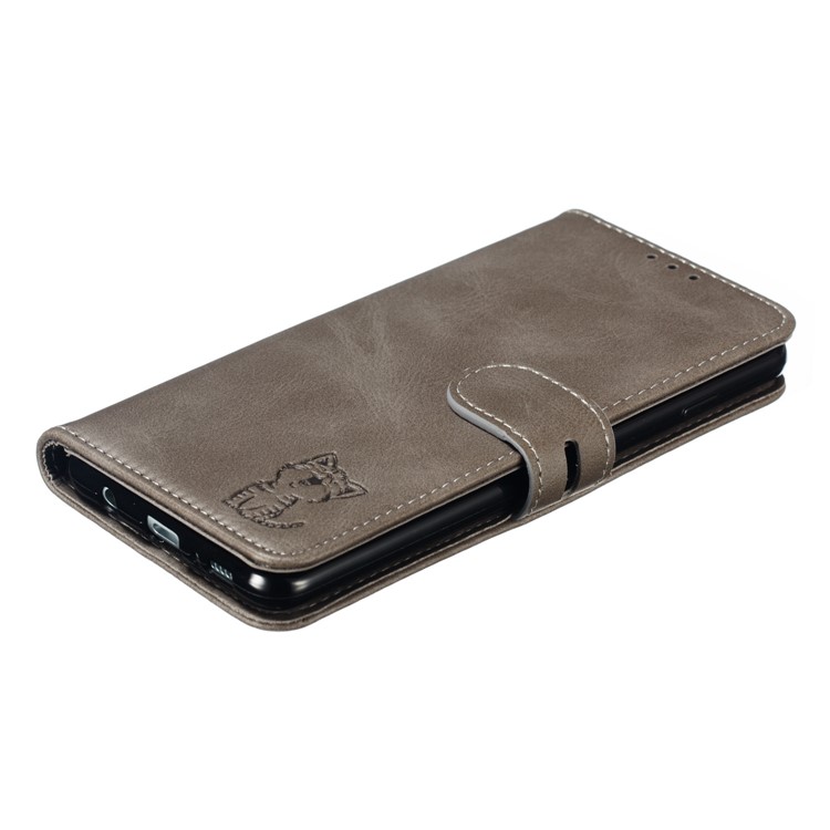 For Samsung Galaxy S10 Imprinted Cat Pattern Leather Wallet Phone Case Cover - Grey-7