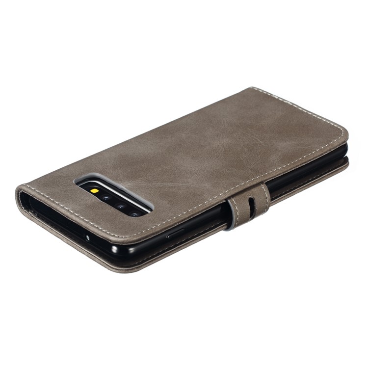 For Samsung Galaxy S10 Imprinted Cat Pattern Leather Wallet Phone Case Cover - Grey-8
