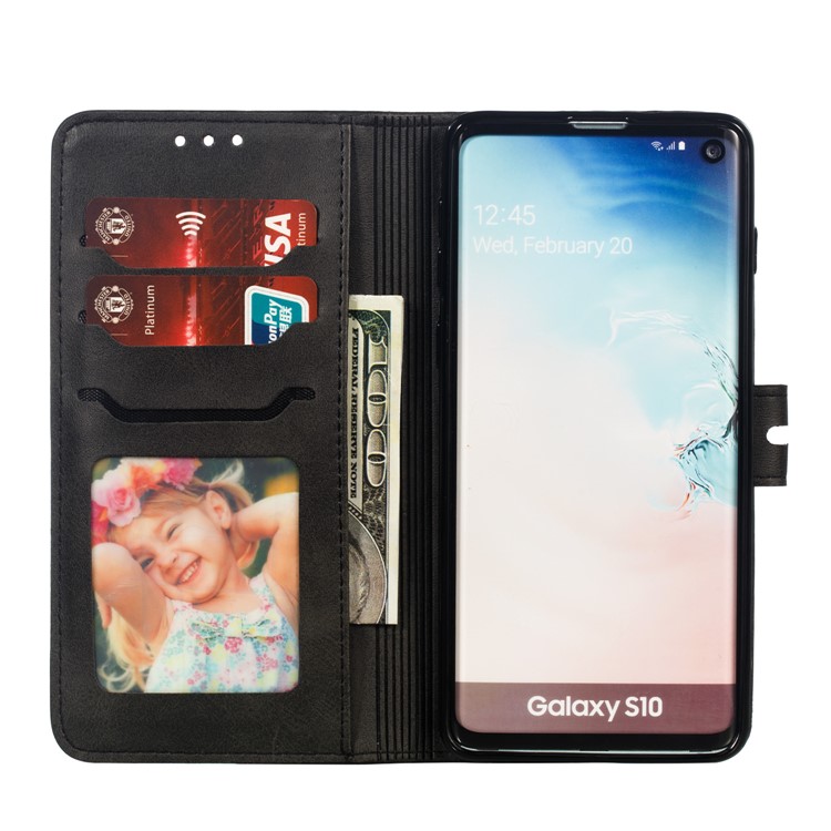 For Samsung Galaxy S10 Imprinted Cat Pattern Leather Wallet Phone Case Cover - Black-4