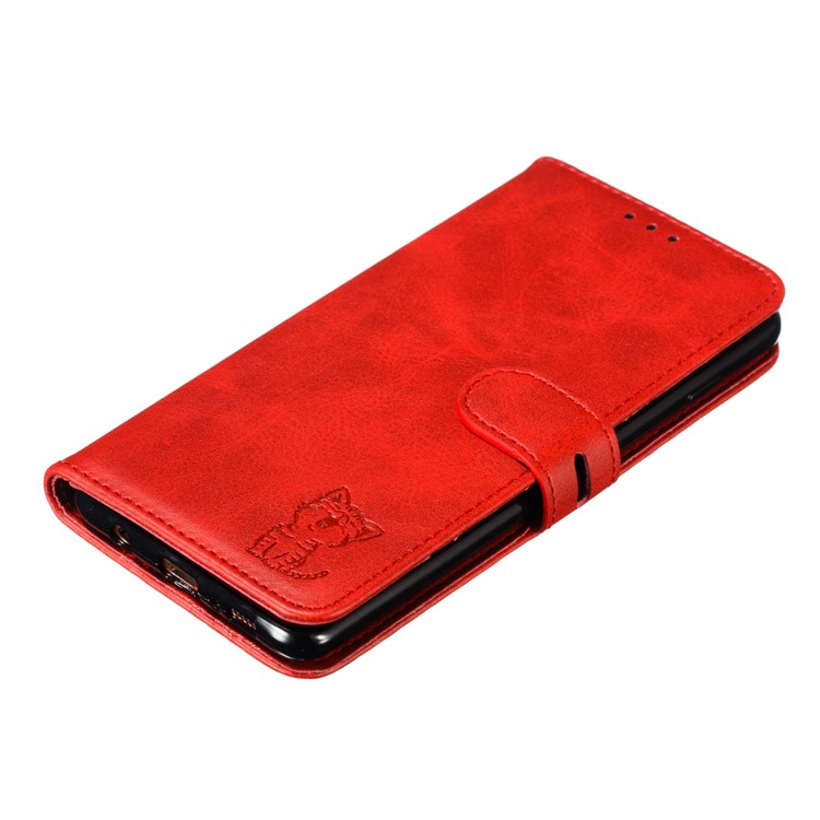 For Samsung Galaxy S10 Plus Imprinted Cat Pattern Leather Wallet Case Cover - Red-7