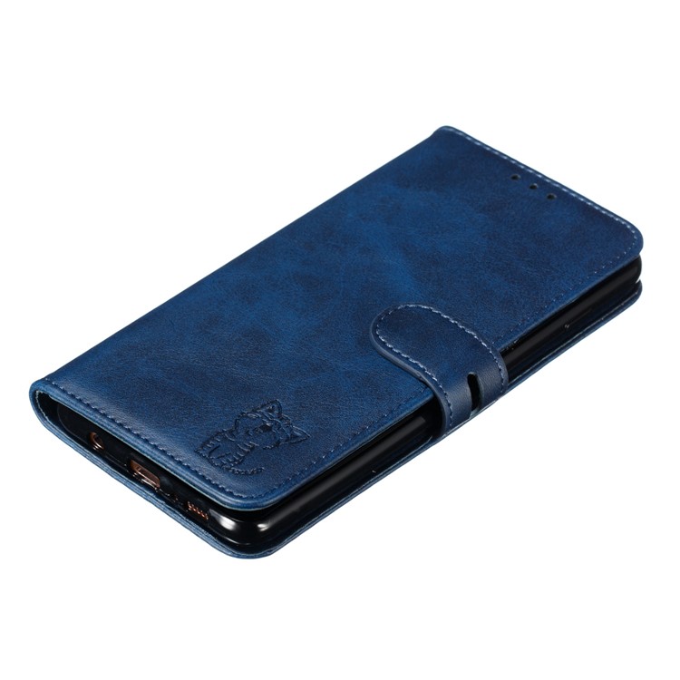 For Samsung Galaxy S10 Plus Imprinted Cat Pattern Leather Wallet Case Cover - Blue-7