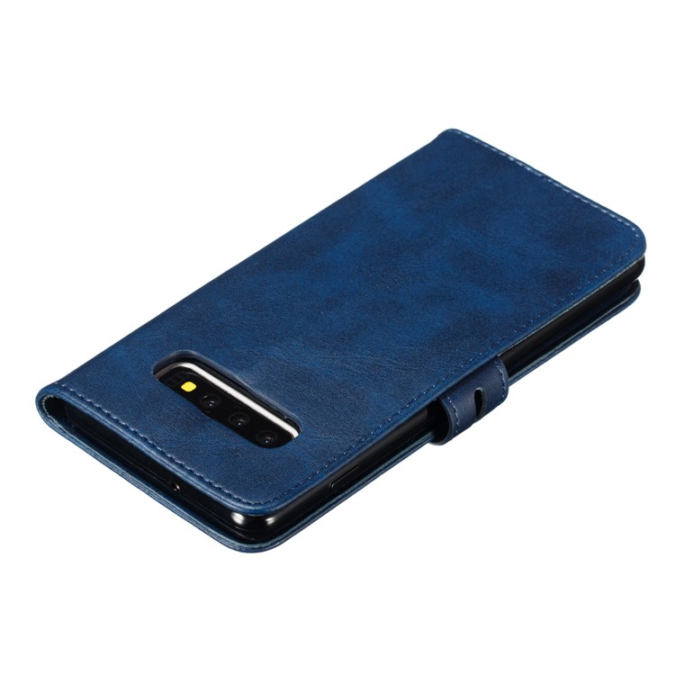 For Samsung Galaxy S10 Plus Imprinted Cat Pattern Leather Wallet Case Cover - Blue-8