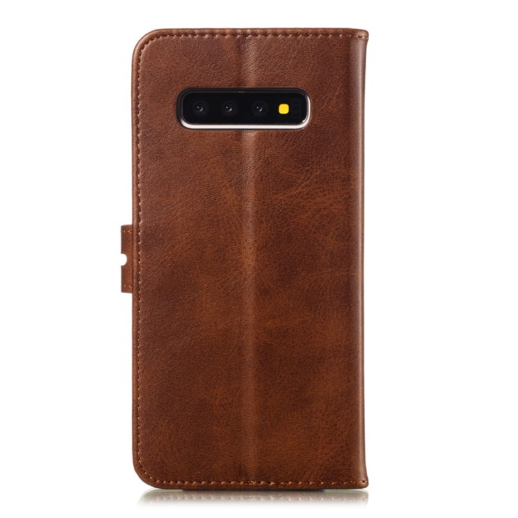 For Samsung Galaxy S10 Plus Imprinted Cat Pattern Leather Wallet Case Cover - Coffee-3