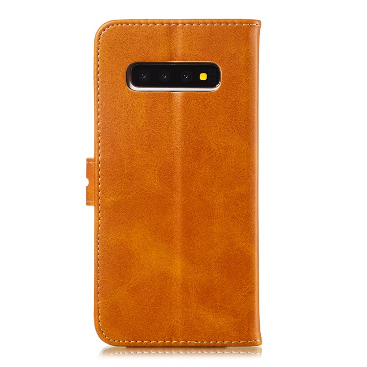 For Samsung Galaxy S10 Plus Imprinted Cat Pattern Leather Wallet Case Cover - Brown-3