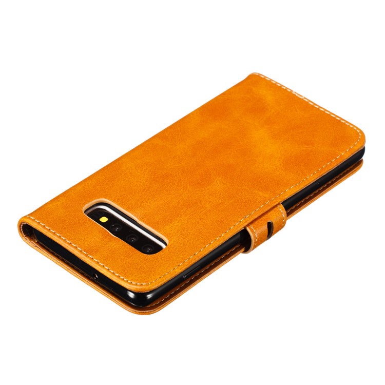 For Samsung Galaxy S10 Plus Imprinted Cat Pattern Leather Wallet Case Cover - Brown-8