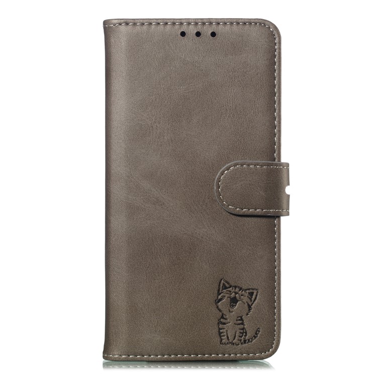 For Samsung Galaxy S10 Plus Imprinted Cat Pattern Leather Wallet Case Cover - Grey-2