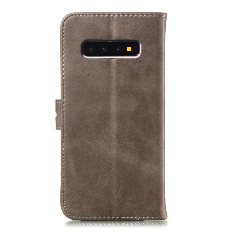 For Samsung Galaxy S10 Plus Imprinted Cat Pattern Leather Wallet Case Cover - Grey-3