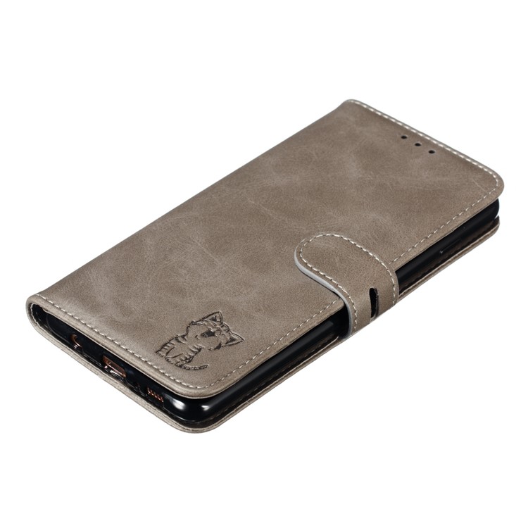 For Samsung Galaxy S10 Plus Imprinted Cat Pattern Leather Wallet Case Cover - Grey-7