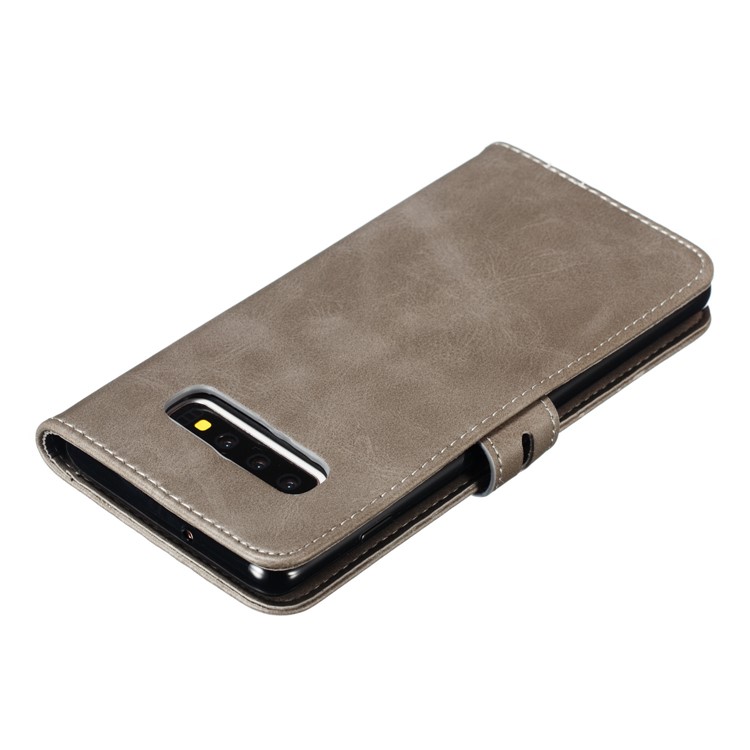 For Samsung Galaxy S10 Plus Imprinted Cat Pattern Leather Wallet Case Cover - Grey-8