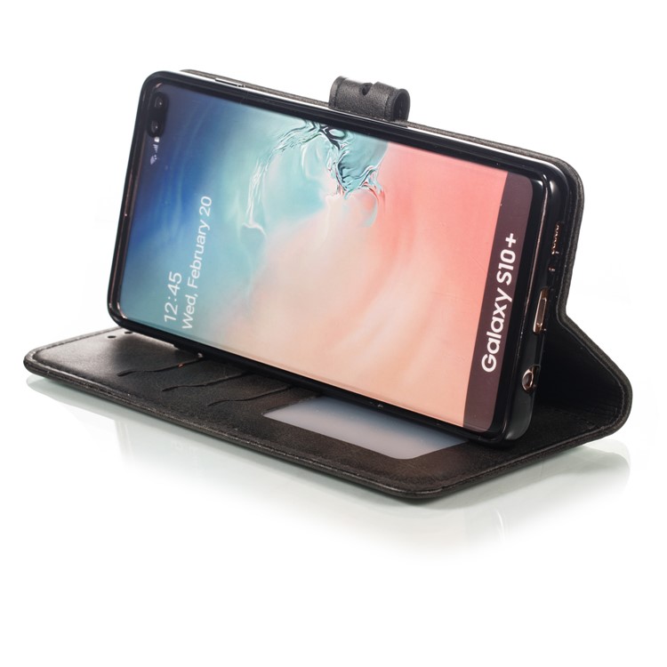For Samsung Galaxy S10 Plus Imprinted Cat Pattern Leather Wallet Case Cover - Black-6