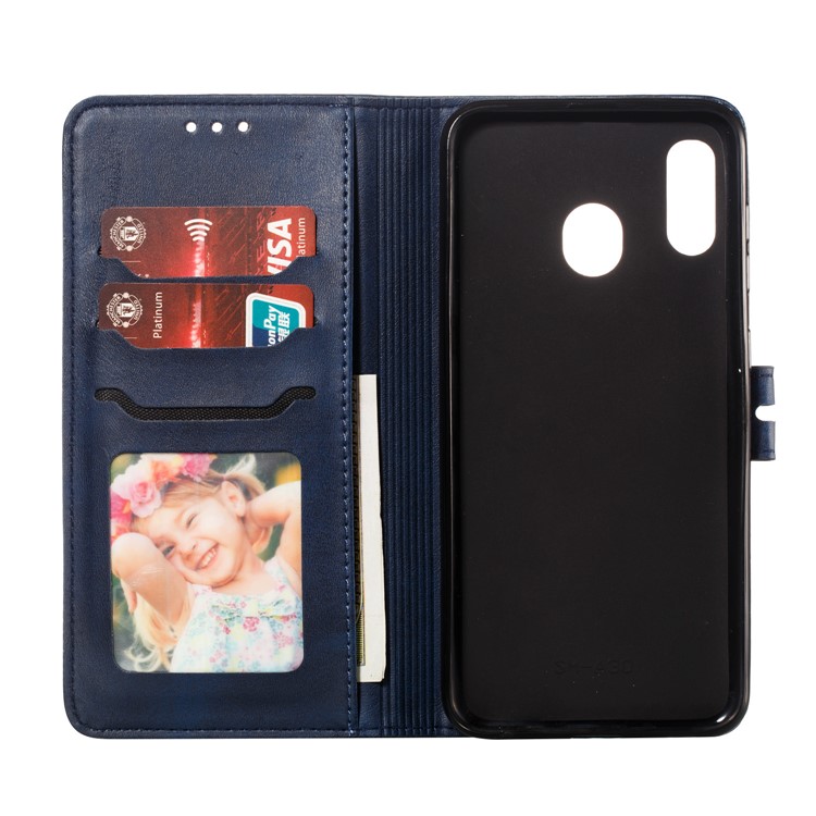 Imprinted Cat Pattern Leather Wallet Cover for Samsung Galaxy A20 / A30 - Blue-4