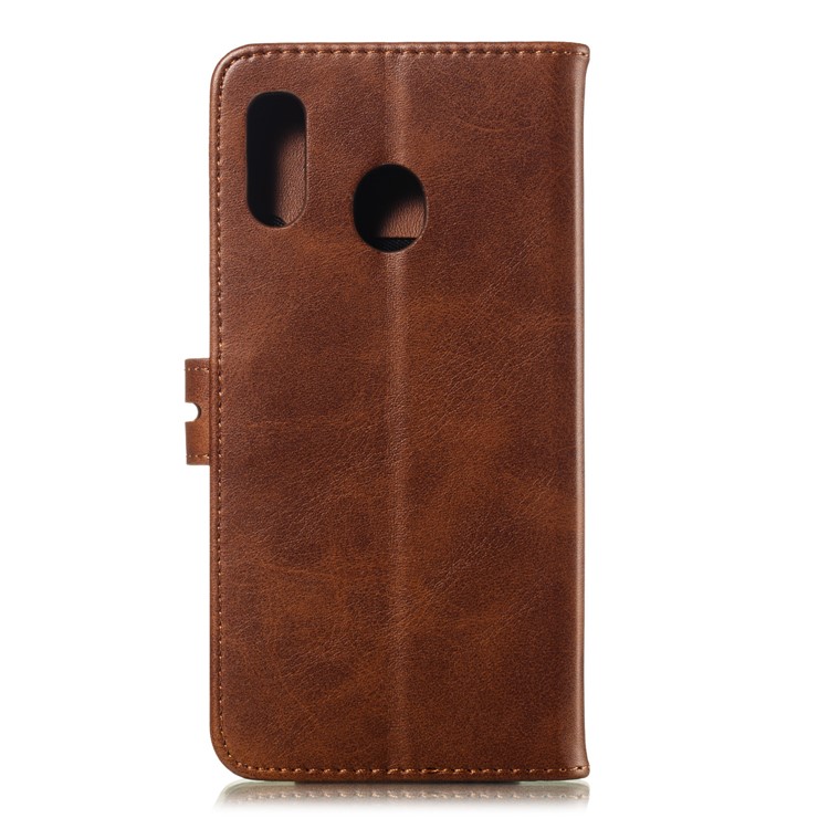 Imprinted Cat Pattern Leather Wallet Cover for Samsung Galaxy A20 / A30 - Coffee-3