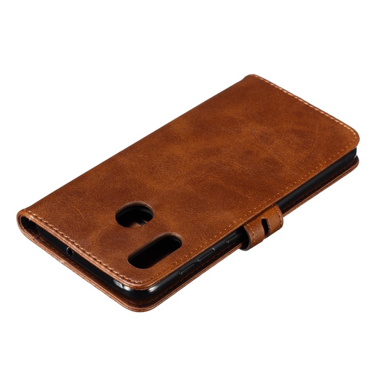 Imprinted Cat Pattern Leather Wallet Cover for Samsung Galaxy A20 / A30 - Coffee-8
