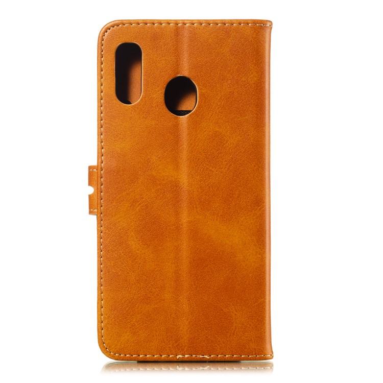 Imprinted Cat Pattern Leather Wallet Cover for Samsung Galaxy A20 / A30 - Brown-3