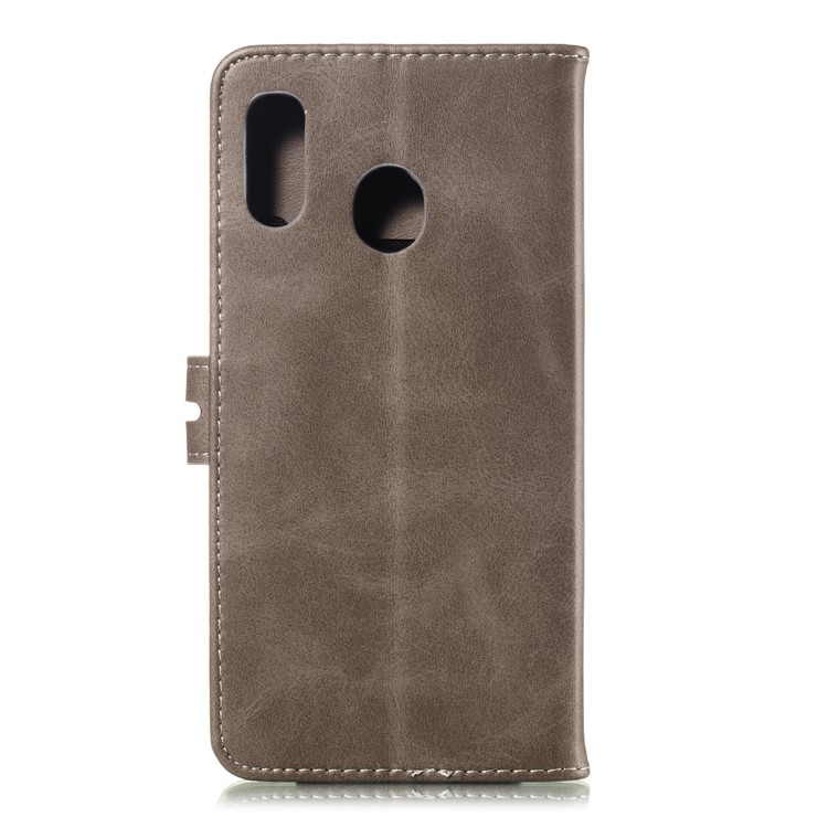 Imprinted Cat Pattern Leather Wallet Cover for Samsung Galaxy A20 / A30 - Grey-3