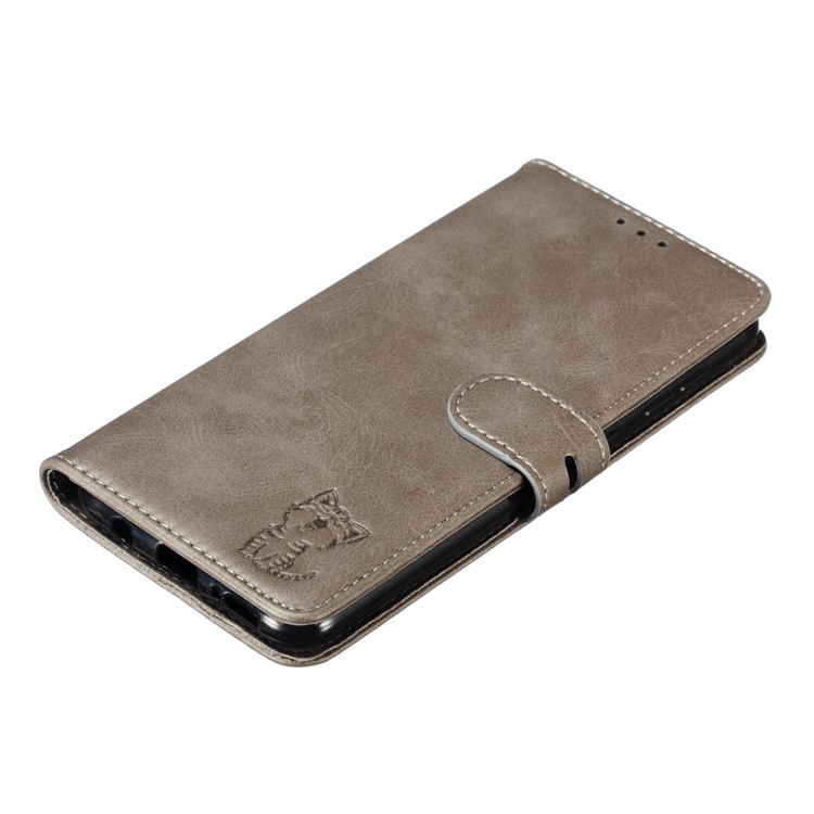 Imprinted Cat Pattern Leather Wallet Cover for Samsung Galaxy A20 / A30 - Grey-7