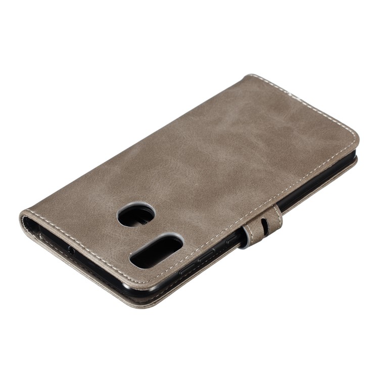 Imprinted Cat Pattern Leather Wallet Cover for Samsung Galaxy A20 / A30 - Grey-8
