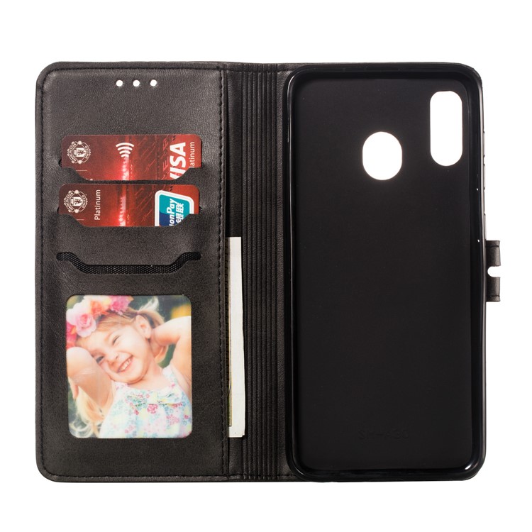 Imprinted Cat Pattern Leather Wallet Cover for Samsung Galaxy A20 / A30 - Black-4