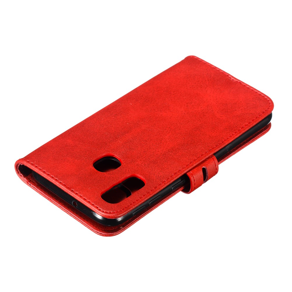 For Samsung Galaxy A40 Imprinted Cat Pattern Leather Wallet Cover Phone Case - Red-8