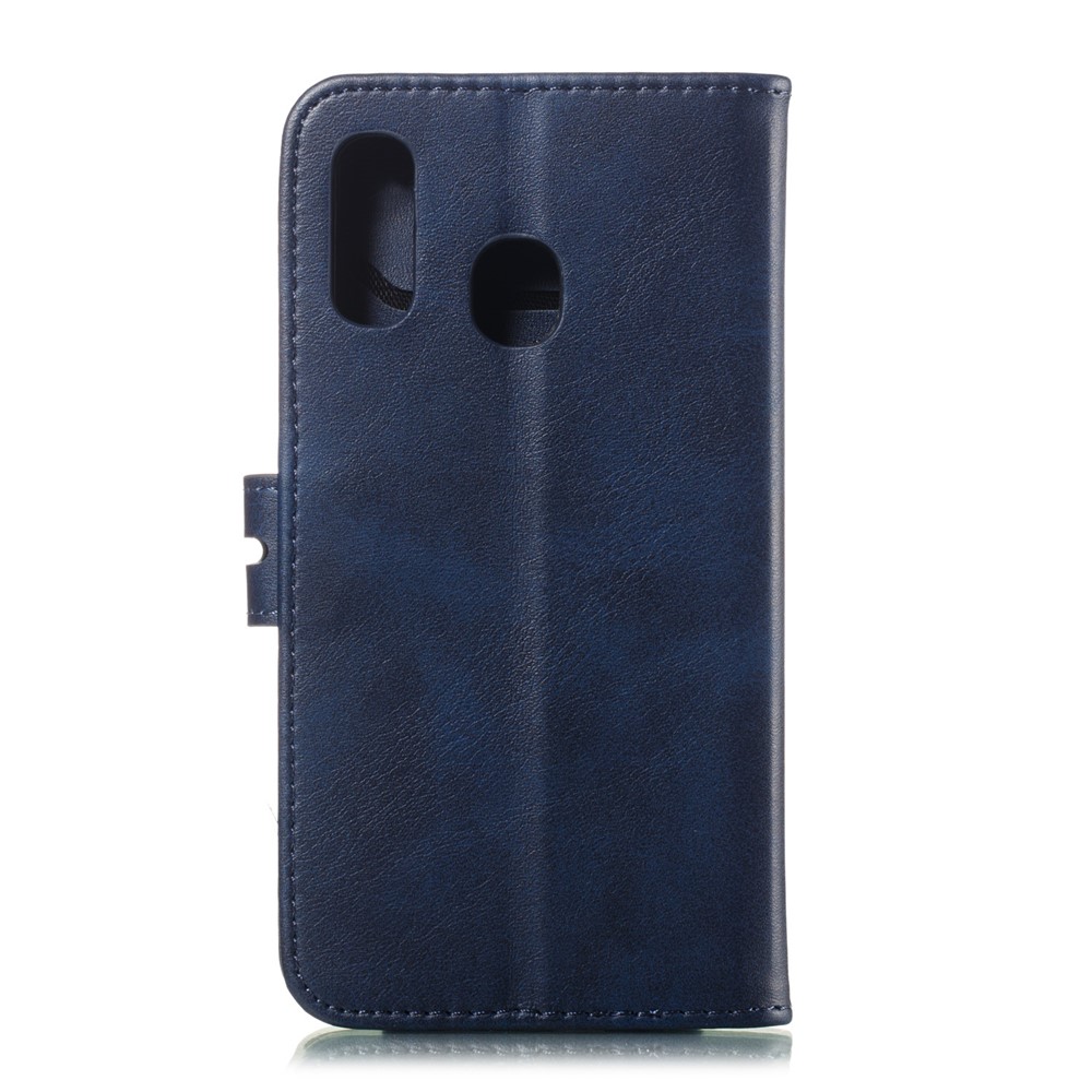 For Samsung Galaxy A40 Imprinted Cat Pattern Leather Wallet Cover Phone Case - Blue-3