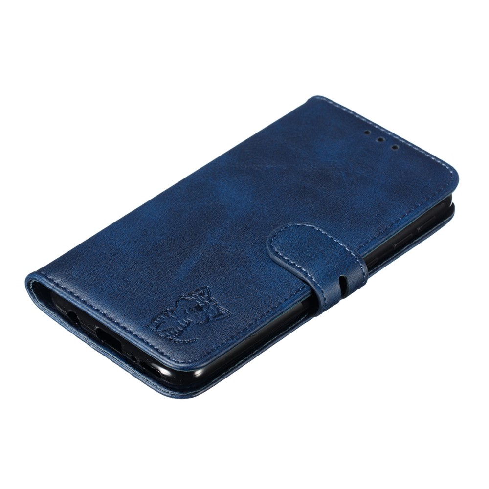 For Samsung Galaxy A40 Imprinted Cat Pattern Leather Wallet Cover Phone Case - Blue-7