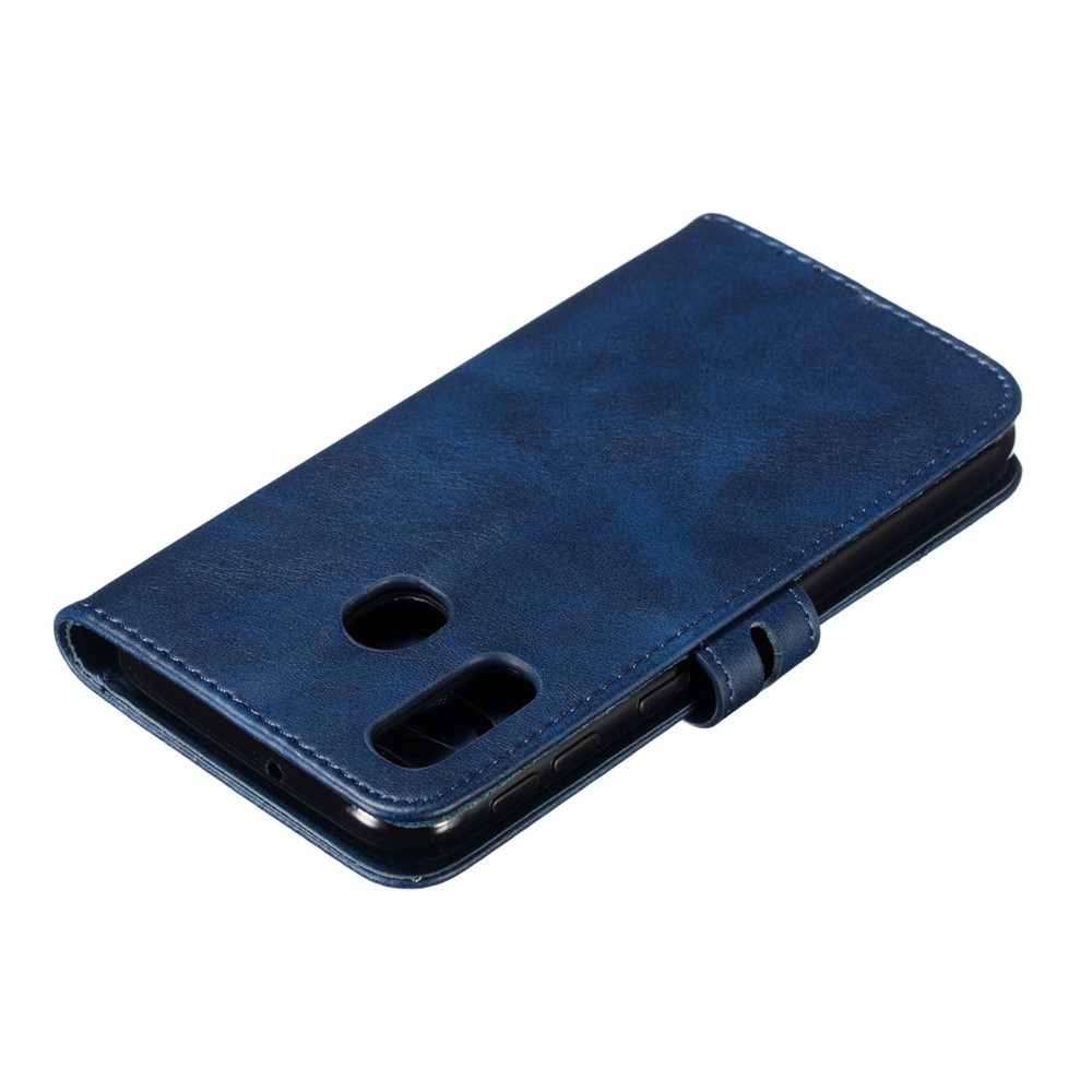 For Samsung Galaxy A40 Imprinted Cat Pattern Leather Wallet Cover Phone Case - Blue-8