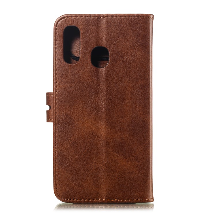 For Samsung Galaxy A40 Imprinted Cat Pattern Leather Wallet Cover Phone Case - Coffee-3