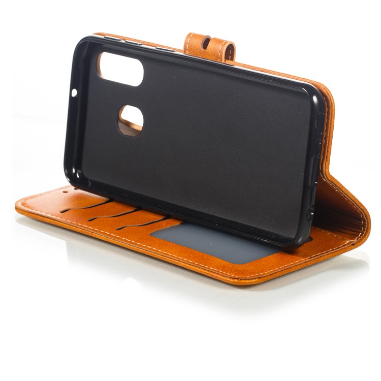 Pour Samsung Galaxy A40 Imprimé Cas De Chat En Cuir Modèle Portefeuille Housse De Téléphone - Marron-6
