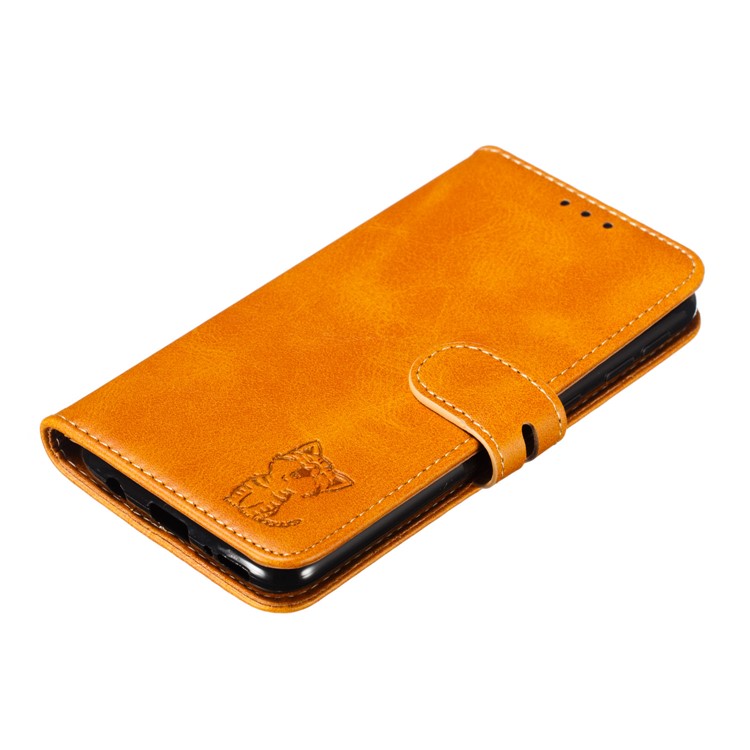 Pour Samsung Galaxy A40 Imprimé Cas De Chat En Cuir Modèle Portefeuille Housse De Téléphone - Marron-7