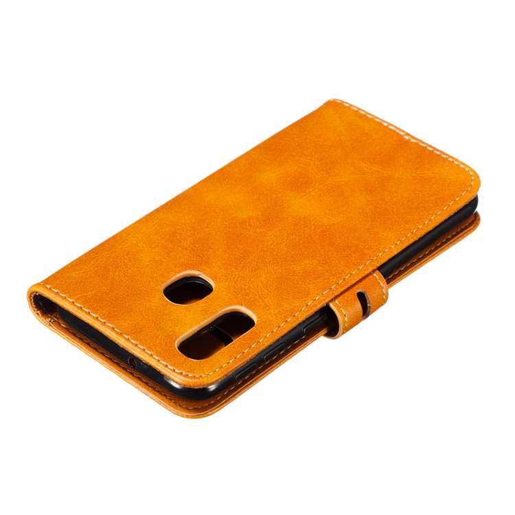 Pour Samsung Galaxy A40 Imprimé Cas De Chat En Cuir Modèle Portefeuille Housse De Téléphone - Marron-8