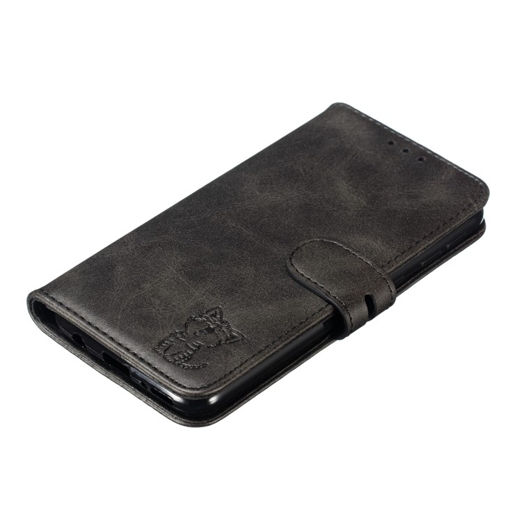 For Samsung Galaxy A40 Imprinted Cat Pattern Leather Wallet Cover Phone Case - Black-7