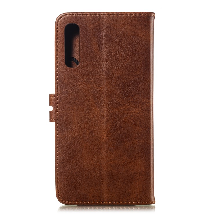 For Samsung Galaxy A50 Imprinted Cat Pattern Leather Wallet Case Cover - Coffee-3