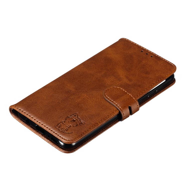 For Samsung Galaxy A50 Imprinted Cat Pattern Leather Wallet Case Cover - Coffee-7