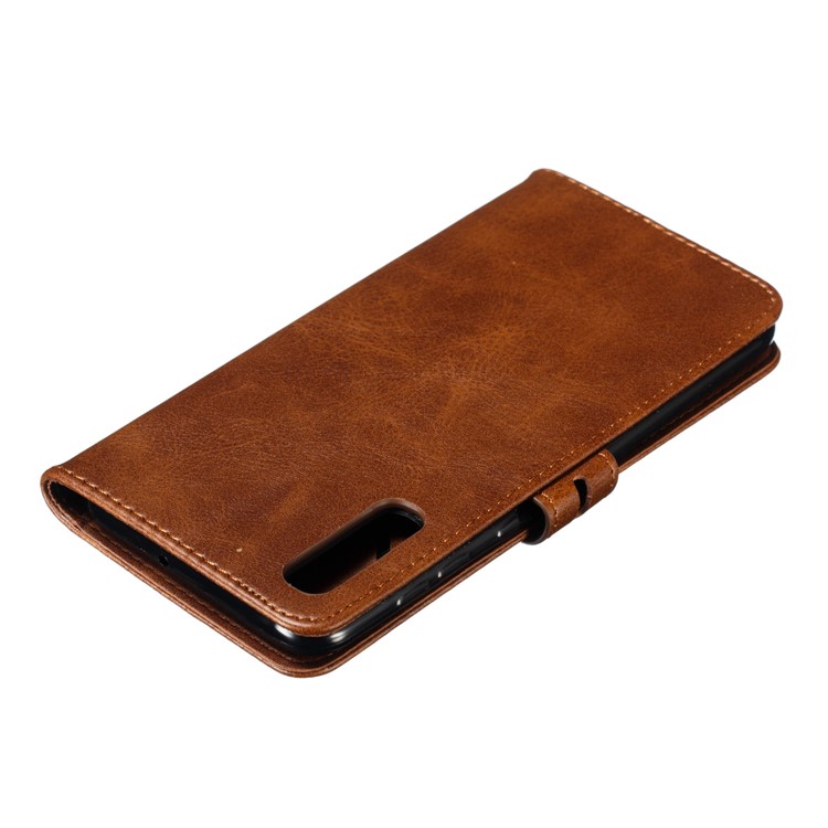 For Samsung Galaxy A50 Imprinted Cat Pattern Leather Wallet Case Cover - Coffee-8