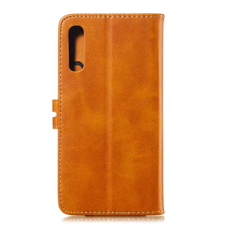 For Samsung Galaxy A50 Imprinted Cat Pattern Leather Wallet Case Cover - Brown-3