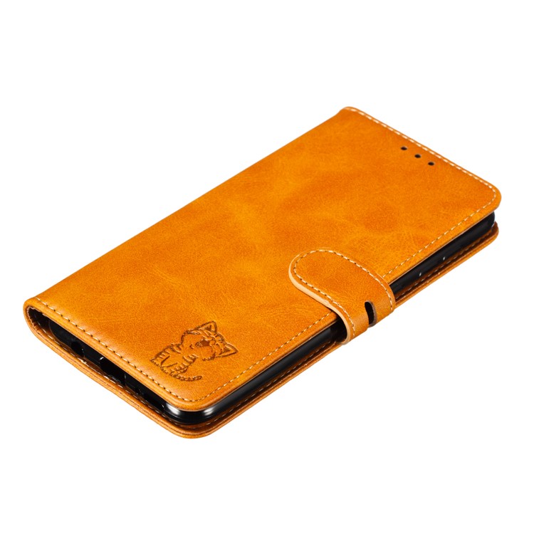 For Samsung Galaxy A50 Imprinted Cat Pattern Leather Wallet Case Cover - Brown-7